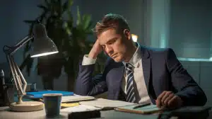 Person arbeider for mye