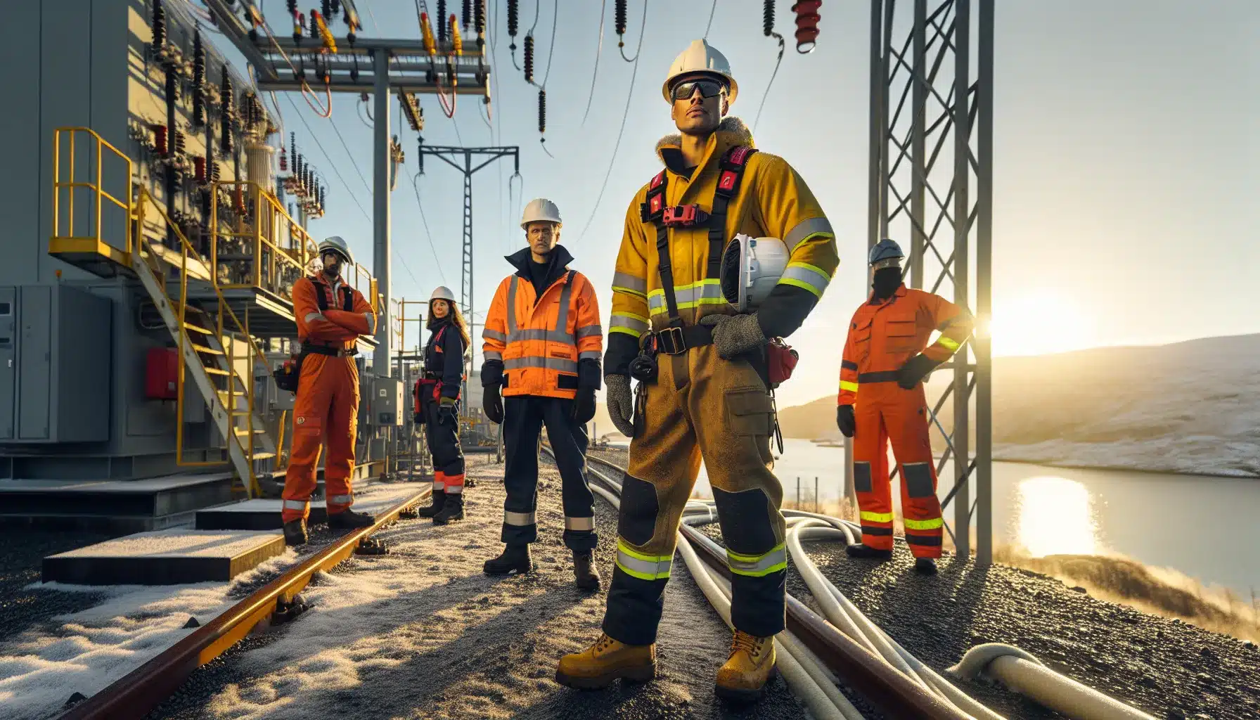 Norwegian electrician excavator operator offshore worker and it technician at fjordside site