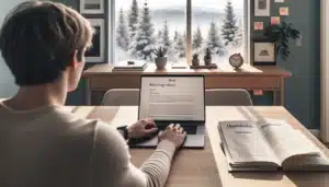 Norwegian professional drafting a tailored job application with star notes and highlights