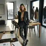 Norwegian real estate agent guiding buyers during an oslo apartment viewing