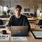 Young marketer in oslo refining a digital portfolio with analytics dashboards