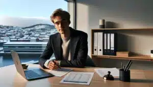 Young professional in oslo norway applying for certified accountant authorization online