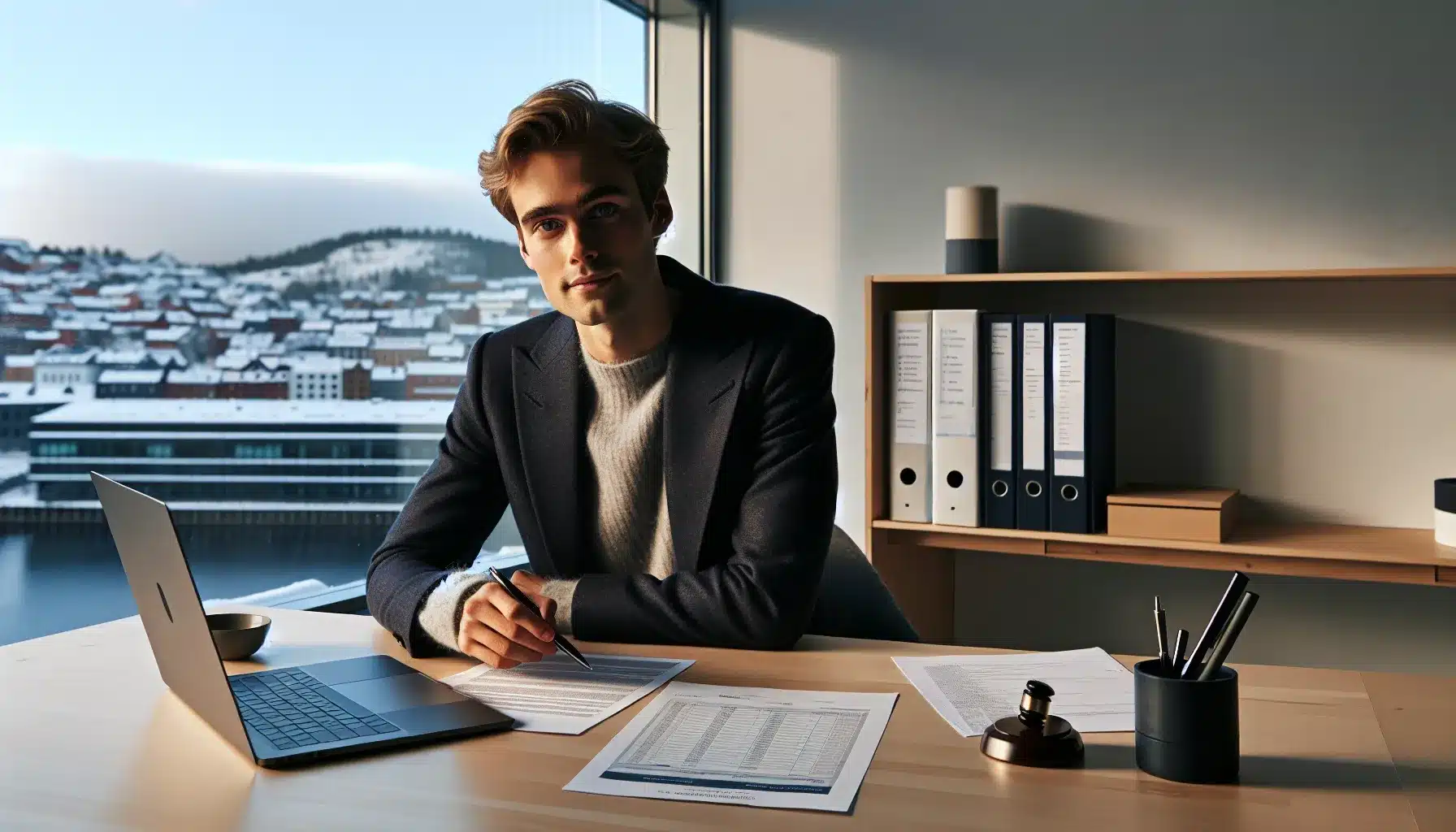 Young professional in oslo norway applying for certified accountant authorization online